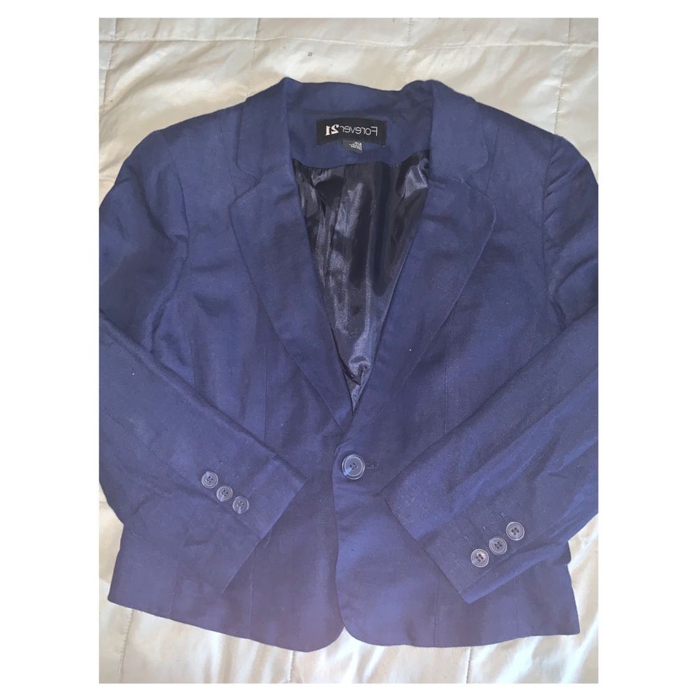 Navy Blue cropped blazer with buttons